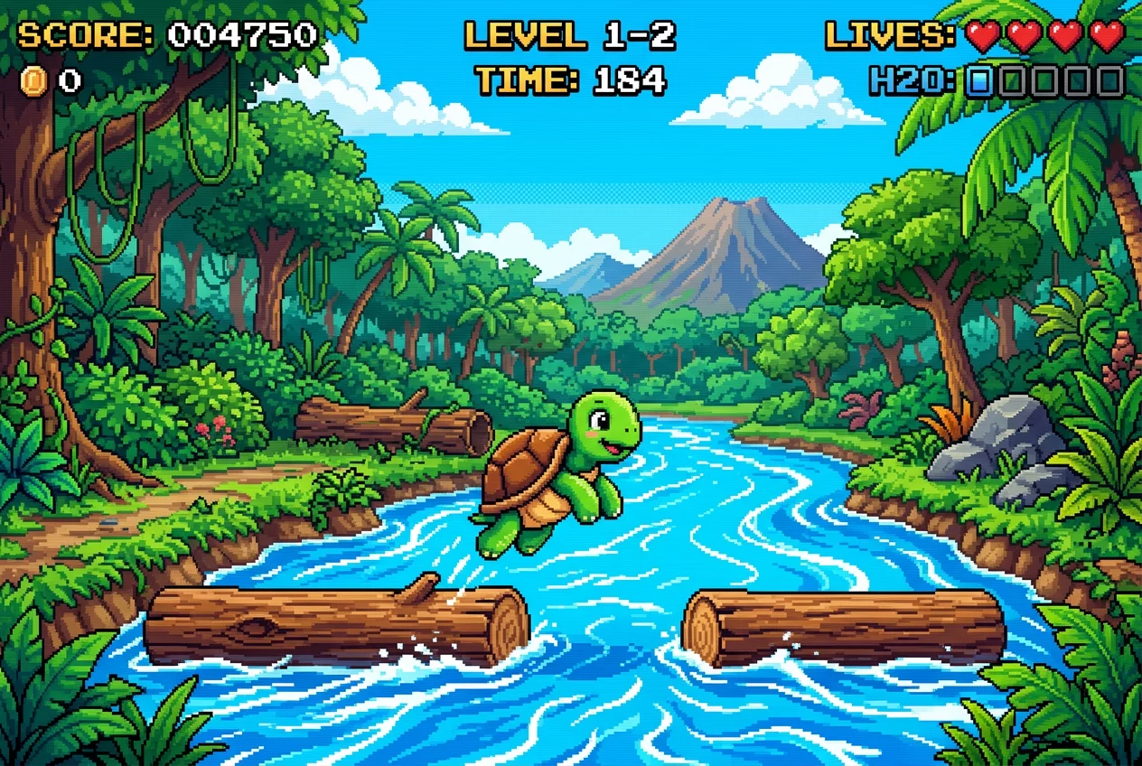 Turtle Jump Dash screenshot mid-air